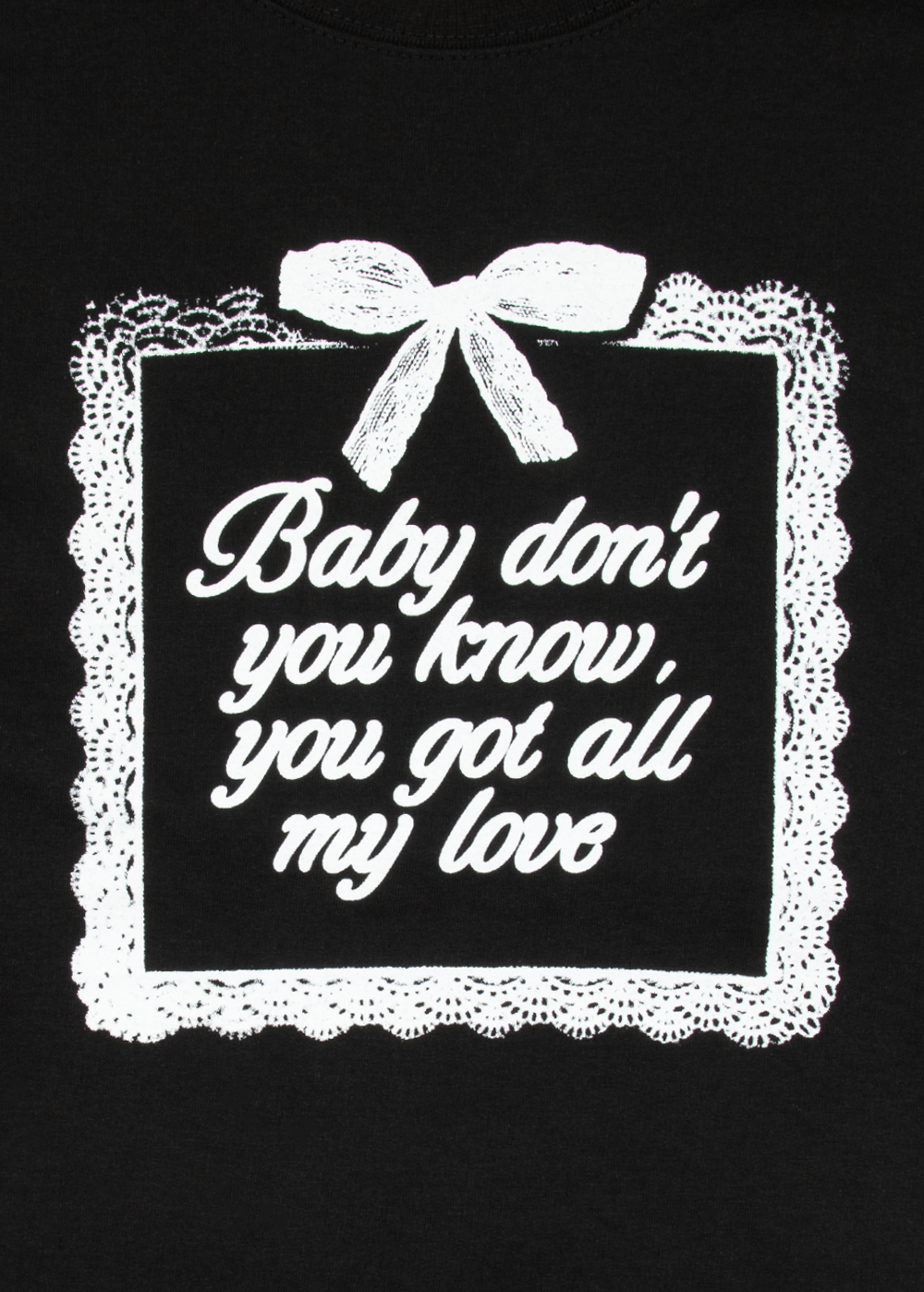 yours truly 10th anniversary all my love crewneck detail