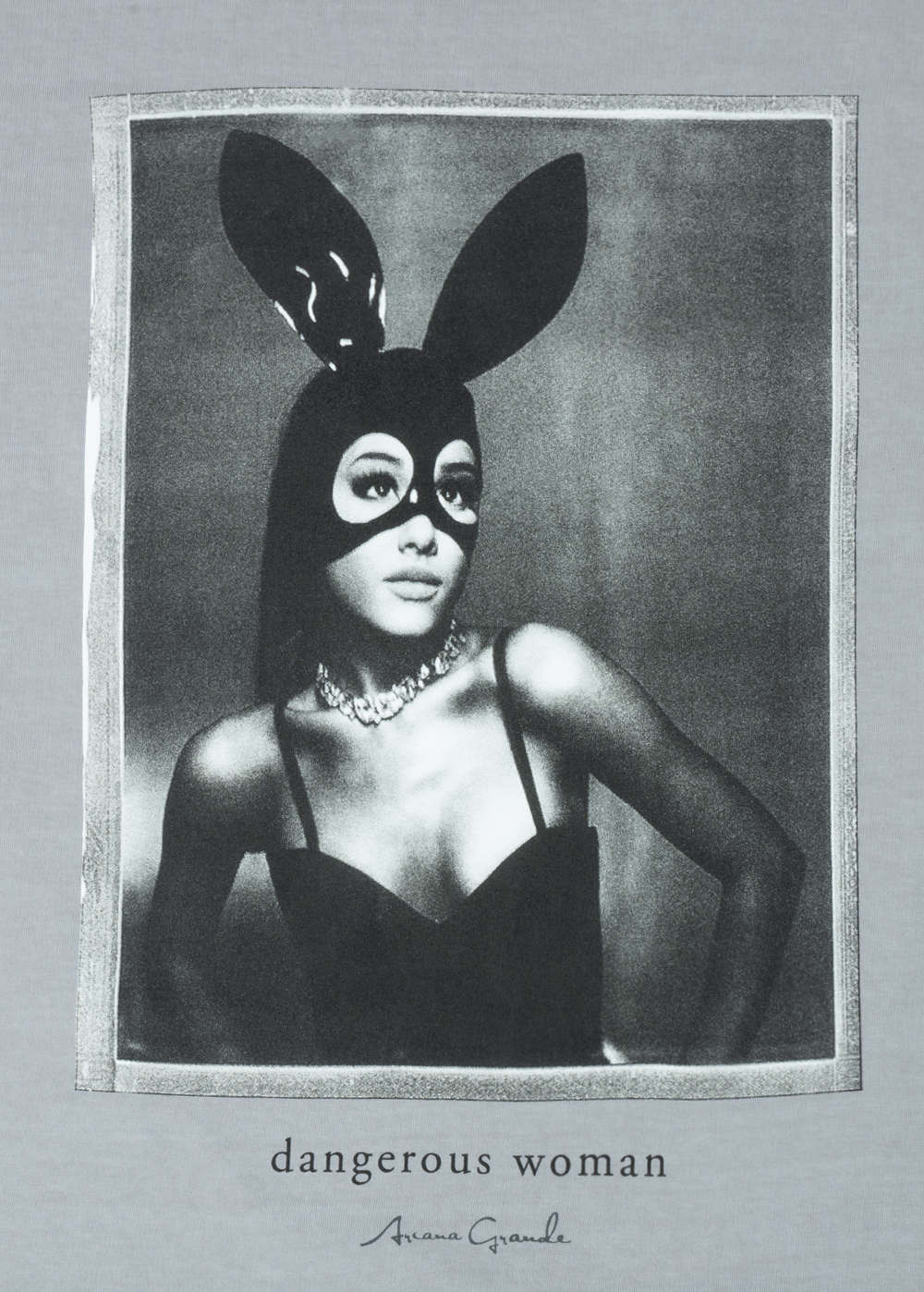 dangerous woman gray t-shirt detail