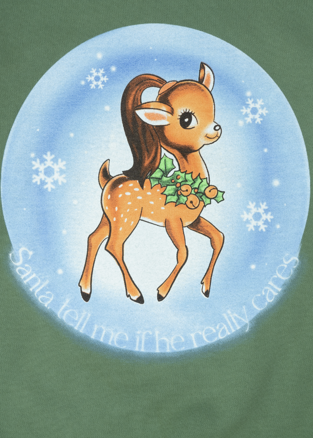 santa tell me crewneck detail