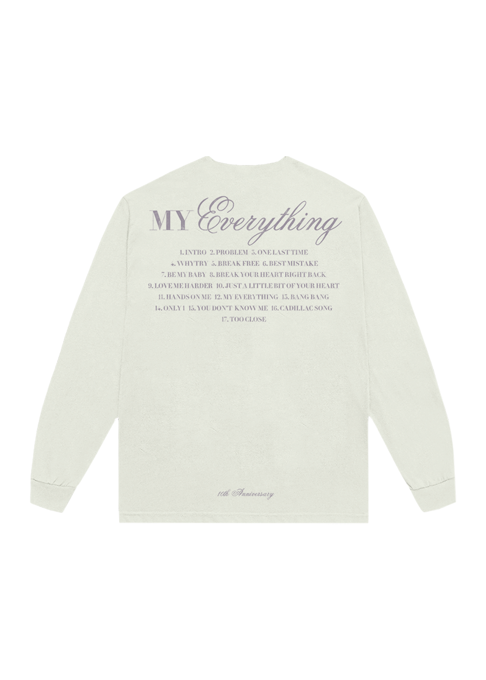 my everything tenth anniversary longsleeve t-shirt back