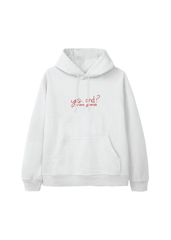yes, and? collage hoodie front