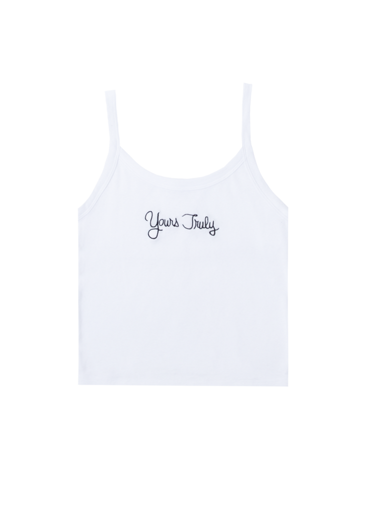 yours truly 10th anniversary cropped tank top  front